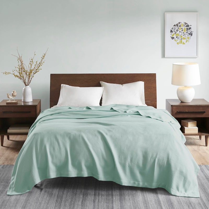 Madison Park Egyptian Cotton Solid Blanket - Twin - Seafoam