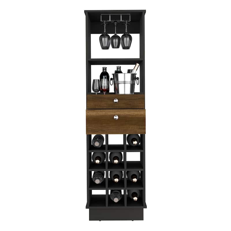 Classic Bar Cabinet with 2 Drawers, Glass Rack, - N/A