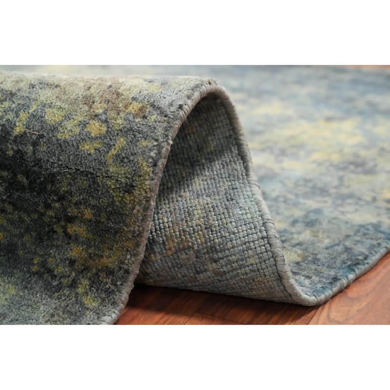 Hand Knotted Oriental Viscose Silk Carpet Modern Abstract Multi-Colored Abstract Area Rug - 7' 7'' X 5' 8''