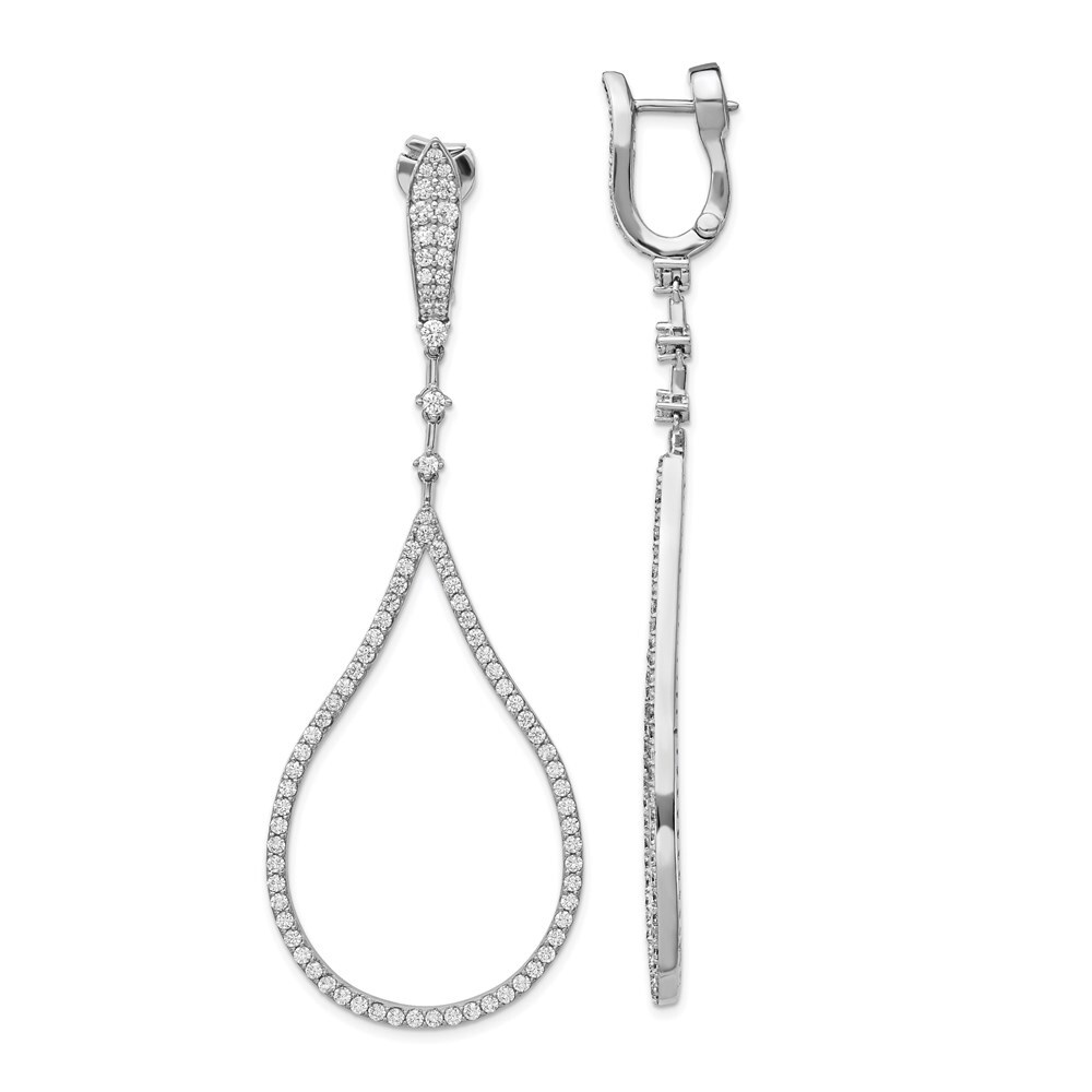Rhodium-Plated Sterling Silver 4mm Width 4-Prong Set CZ 37mm Round Hoop Earrings Rhodium-Plated Sterling Silver 4mm Width 4-Prong Set CZ 37mm Round Hoop Earrings