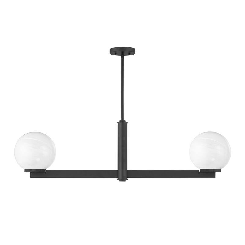 2-Light Linear Chandelier By Trade Winds - Matte Black