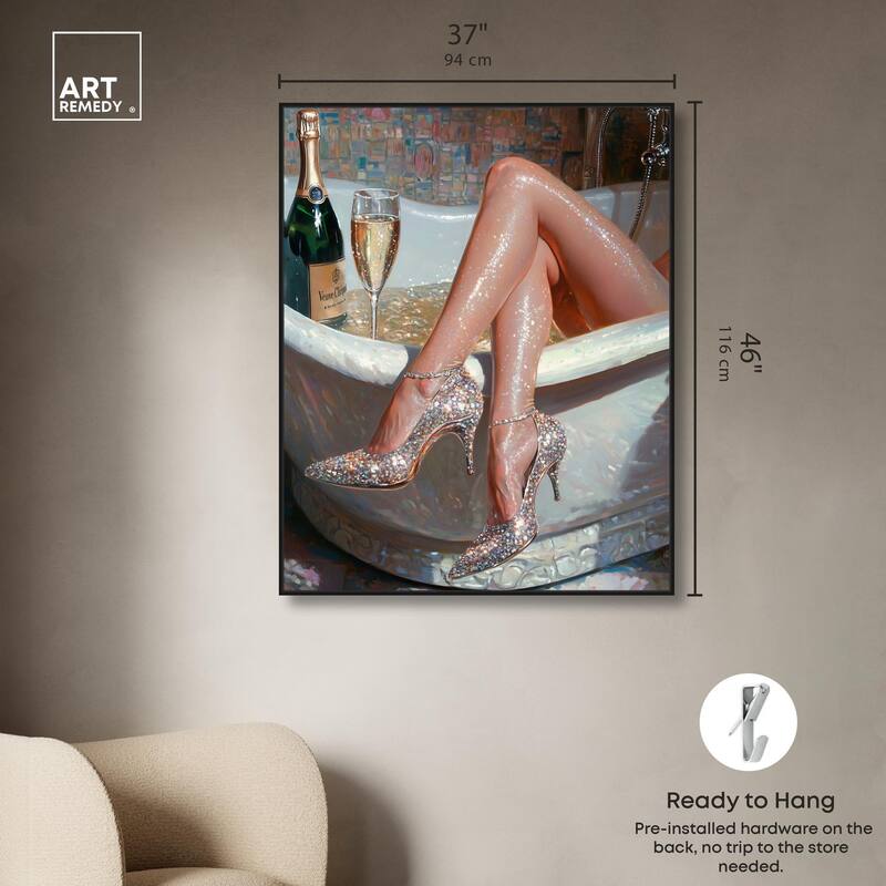 Champagne Bath Party Canvas by Art Remedy