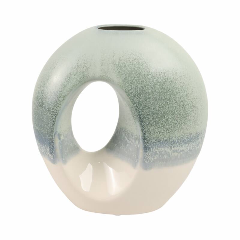 Earthenware Decorative Vase Modern Open Center Handmade Organic Shape