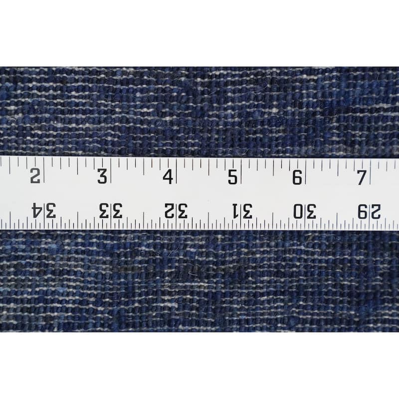 Hand Knotted Oriental 100% Wool Carpet Modern Solid Navy Blue & Blues Gabbeh Area Rug - 9' 7'' X 8' 0''