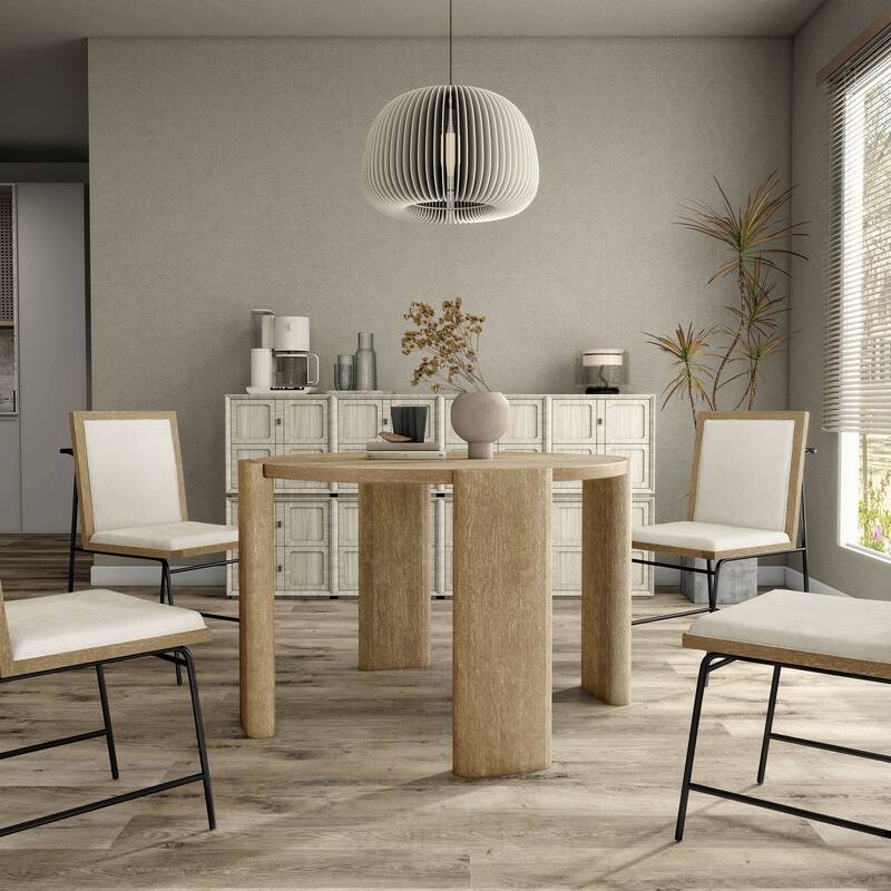Furniture of America Elira Modern 5-Piece Oak Solid Wood Round Dining Set