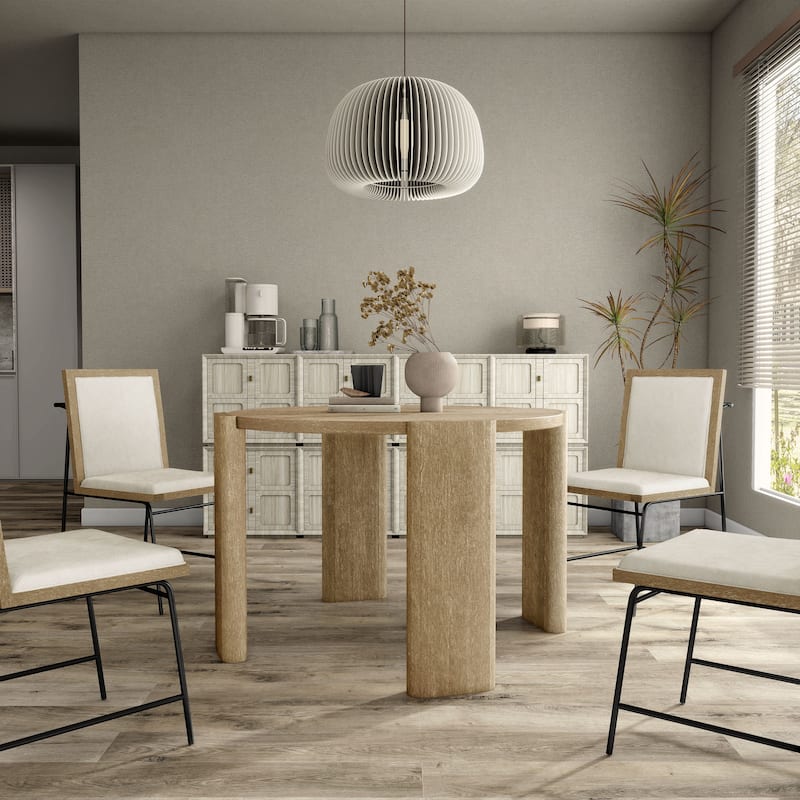 Furniture of America Elira Modern Oak 47-inch Solid Wood Round Dining Table - Oak