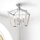 preview thumbnail 10 of 21, Milton Mini Lantern 4-Light Iron Modern Farmhouse LED Flush Mount, by JONATHAN Y Chrome