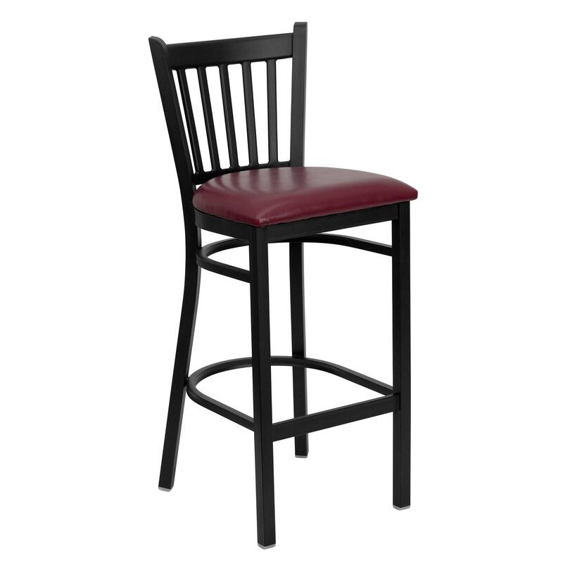 Vertical Back Metal Restaurant Barstool - 16.75"W x 18.75"D x 42"H - 16.75"W x 18.75"D x 42"H