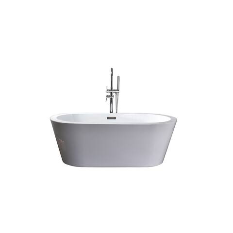 Lure 59 in. Freestanding Acrylic Flatbottom Soaking Bathtub in White