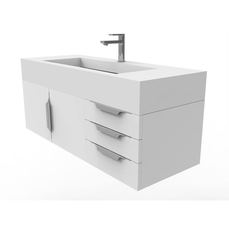 Nile 48" Wall Mounted Bathroom Vanity Set w/ White Top
