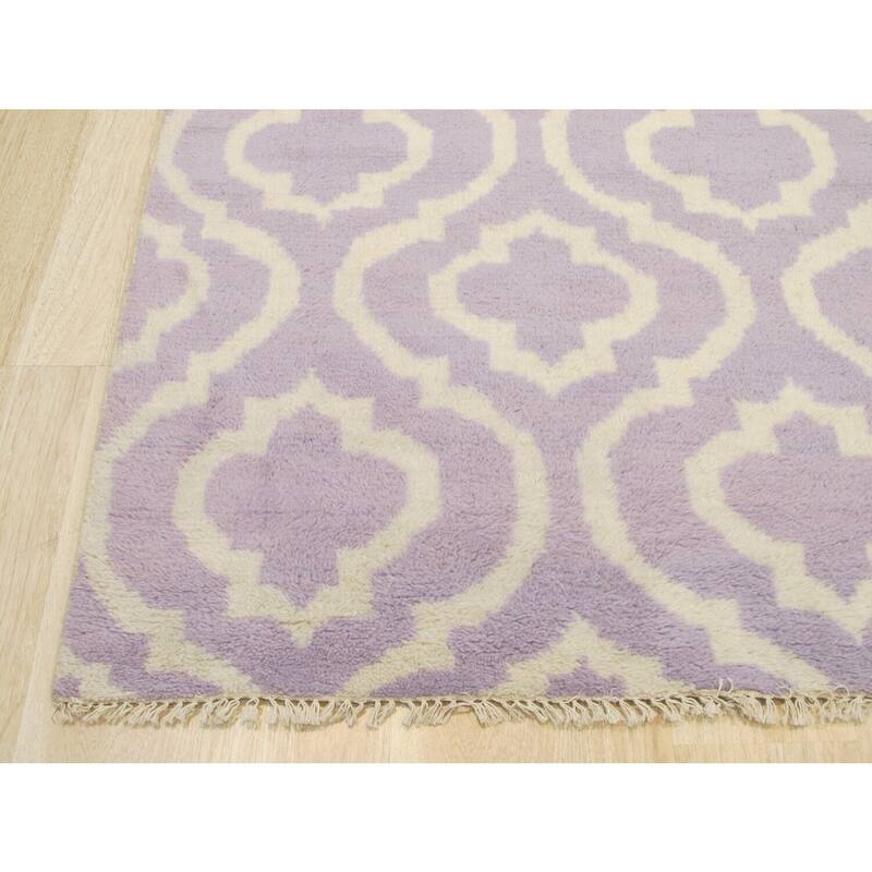 Purple Hand-Knotted Wool Contemporary Moroccan Rug, 9'6 x 13'6, Vibrant Statement Rug - L