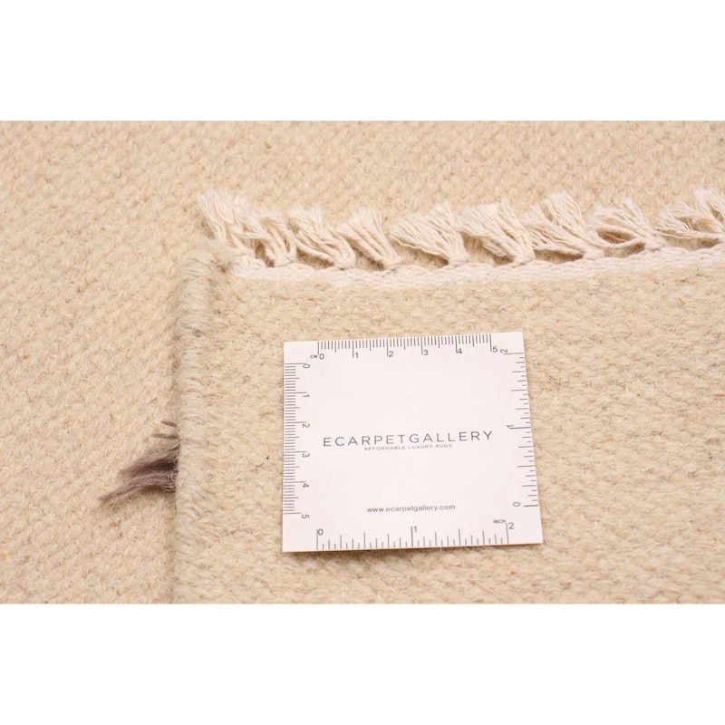 ECARPETGALLERY Flat-Weave Marrakech Ivory Wool Kilim - 5' x 8'