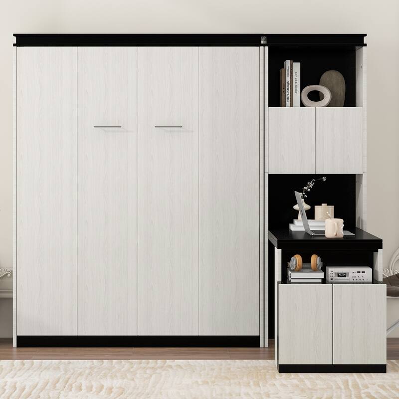 Full Size Murphy Bed with Built-in Desk and Storage - Ideal for Small Spaces, Home Offices, and Guest Rooms