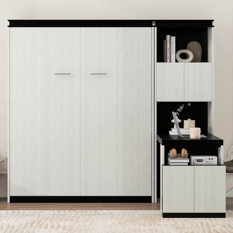 Full Size Murphy Bed with Desk and Storage Shelves