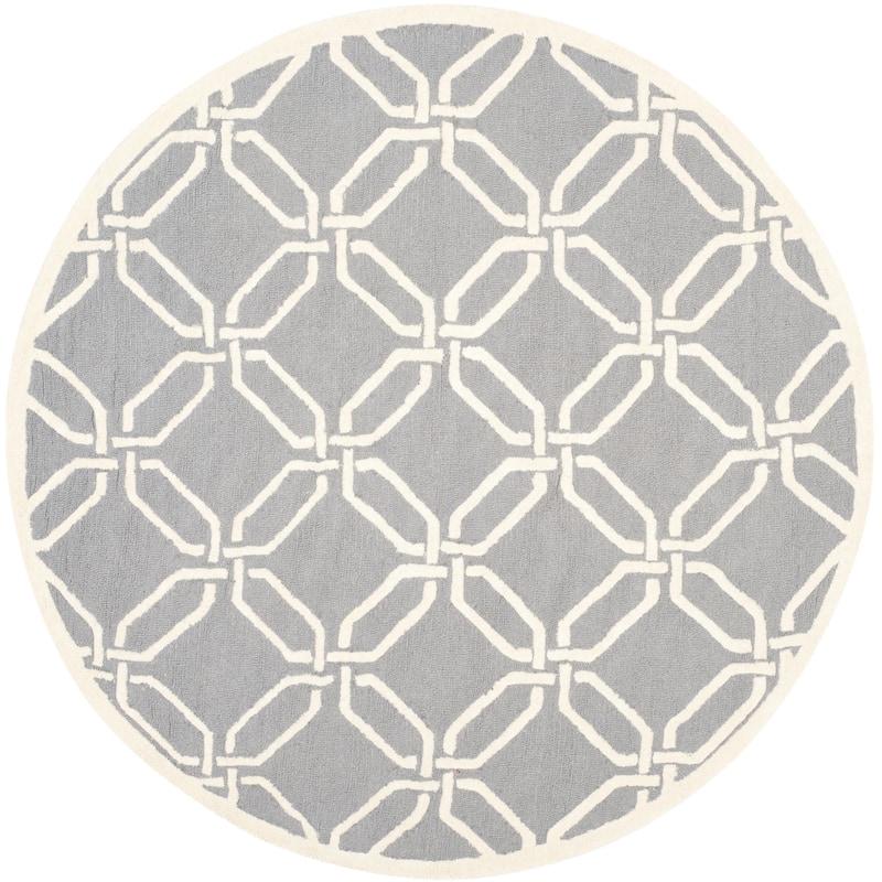 SAFAVIEH Handmade Cambridge Nhung Modern Moroccan Wool Rug - 6' Round - Dark Grey/Ivory
