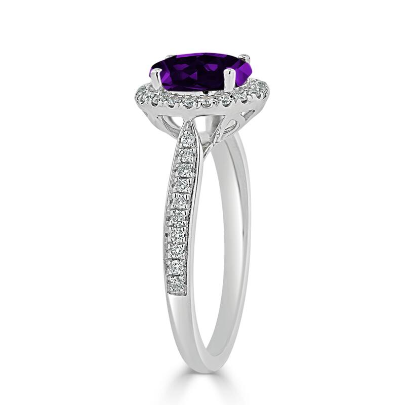Auriya 1 1/8ct Fancy Oval Purple Amethyst Halo Diamond Engagement Ring 1/4ctw 14k Gold