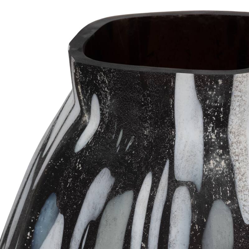 Decorative Glass Vase with Abstract Pattern - Artistic Tall Flower Vase for Home Decor