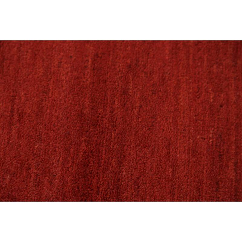 Red Modern Gabbeh Oriental Area Rug Hand-Knotted Wool Carpet - 6'8" x 9'2"