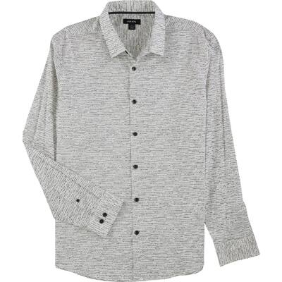 Alfani Mens Craven Dash Button Up Shirt, White, Medium