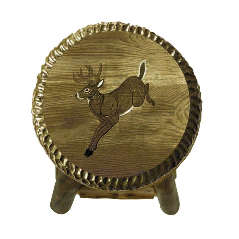 Rustic Handcrafted Wooden Carved Deer Bar Stool 30 In. - 30.5 X 16.5 X 16.5 inches