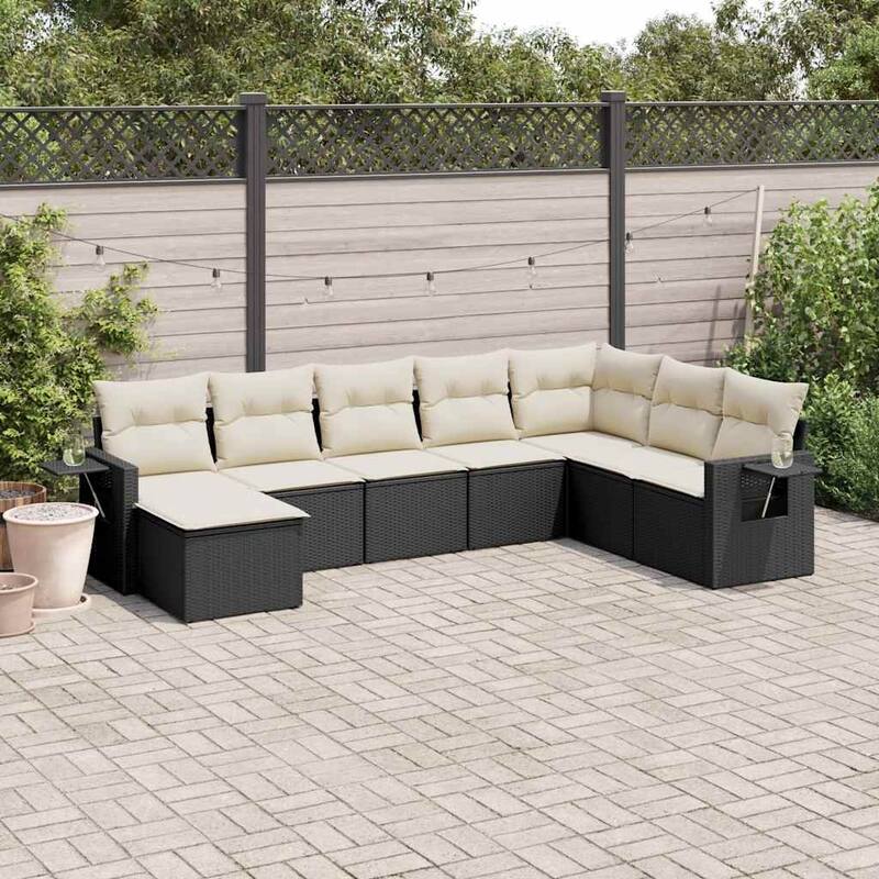 vidaXL Garden Sofa Set Black - 21.7 x 21.7 x 14.6 - Black and cream Large Without table