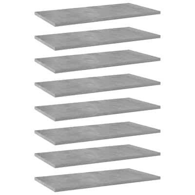 vidaXL Bookshelf Boards 8 pcs Concrete Gray 23.6"x11.8"x0.6" Chipboard
