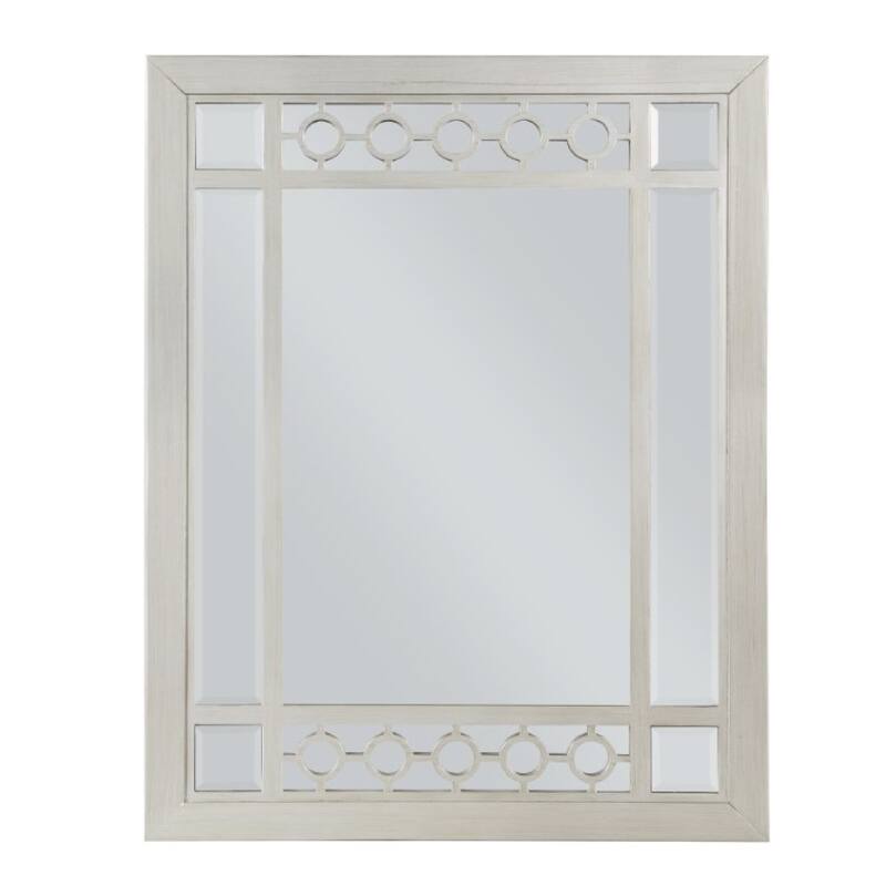 Nic 40 Inch Accent Mirror, Beveled Wood Frame Portrait, Silver