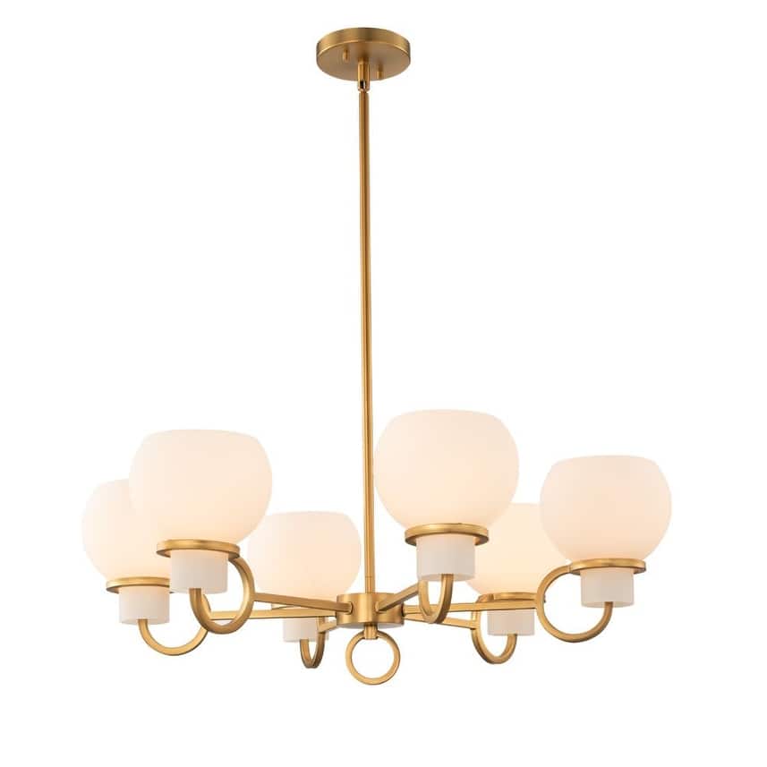 Ascher 6-Light Transitional Chandelier in Winter Brass