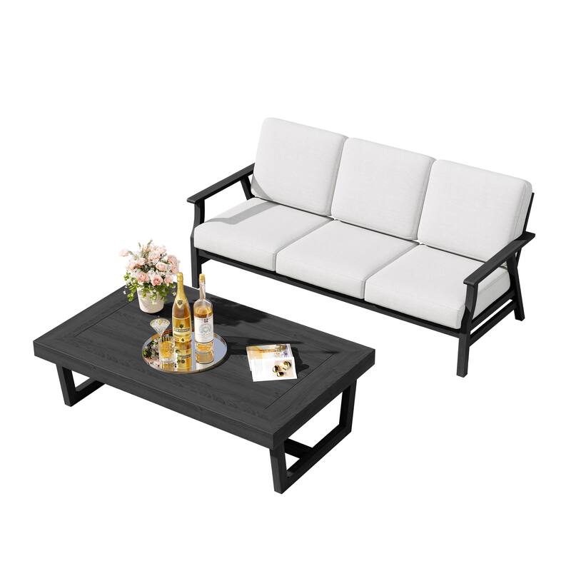 2-Piece Teak Outdoor Sofa Set with Table