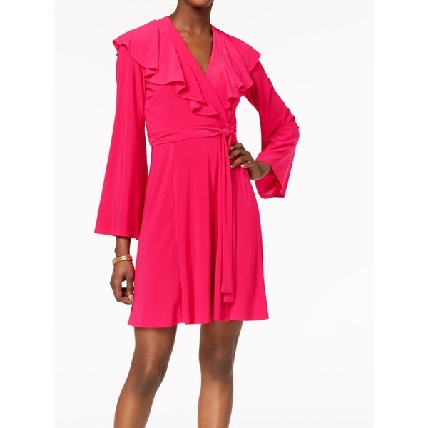 fuschia pink wrap dress