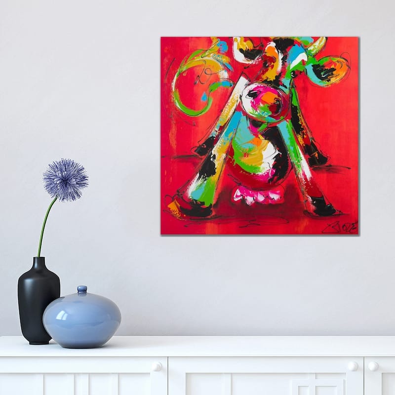 iCanvas "Disco Cow II" by Art Fiore Canvas Print - 18x18x1.5