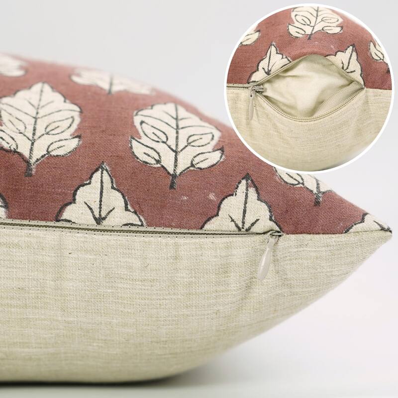 Fabdivine Handmade Floral or Weave Yellow Pillow Cover in Soft Linen for Block Print Room Boho Spring Home Décor, Lehar