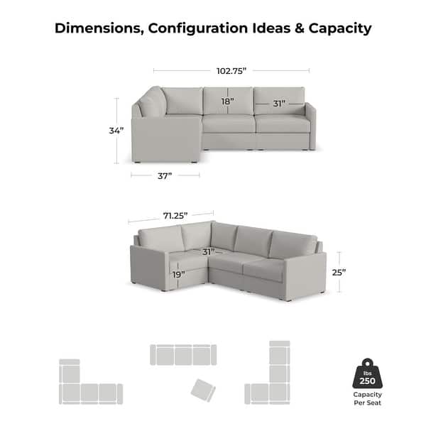 Flexsteel Fabric 4-Seat Modular Sectional in Light Tan
