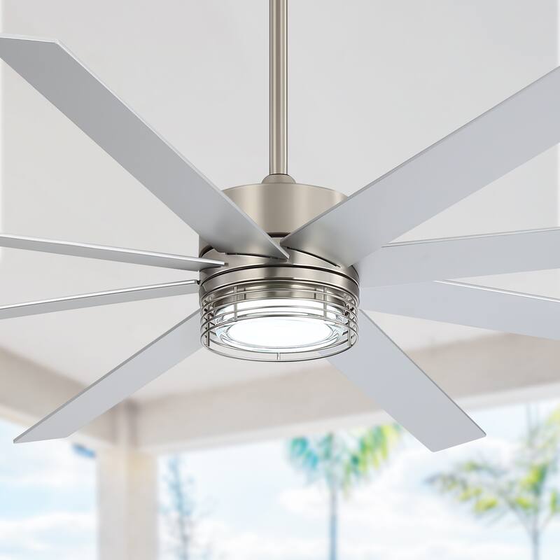 72/52-inch Reversible 8/5-Blade Dimmable LED Ceiling fan with Light and Remote - 72-inch - Stain Nickel