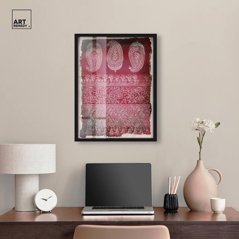 Burgundy Stamps Shadowbox by Art Remedy