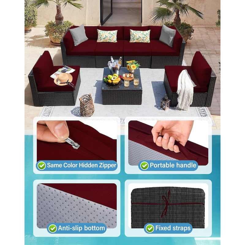 WINSOON 14 Piece Outdoor Furniture Replacement Cushions,Patio Seat Cushions