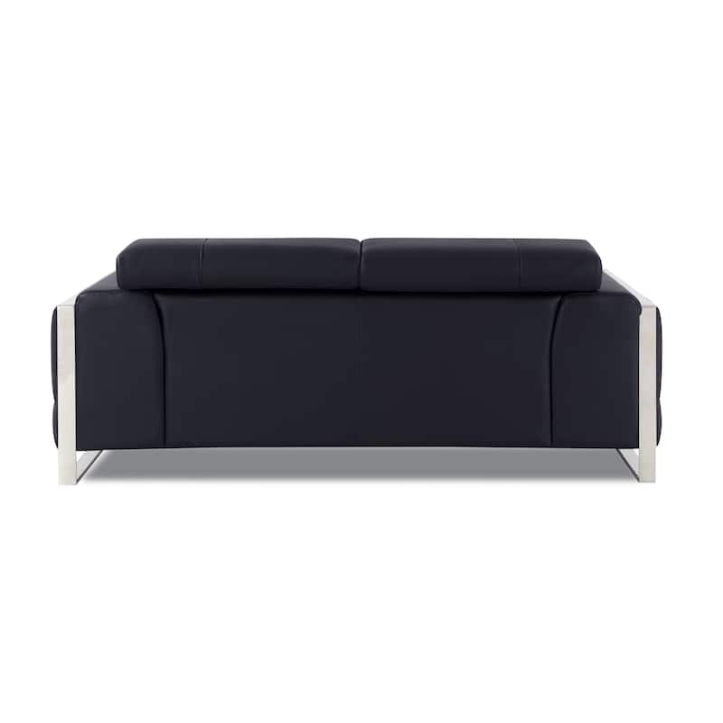 Top Grain Italian Leather Loveseat - Black