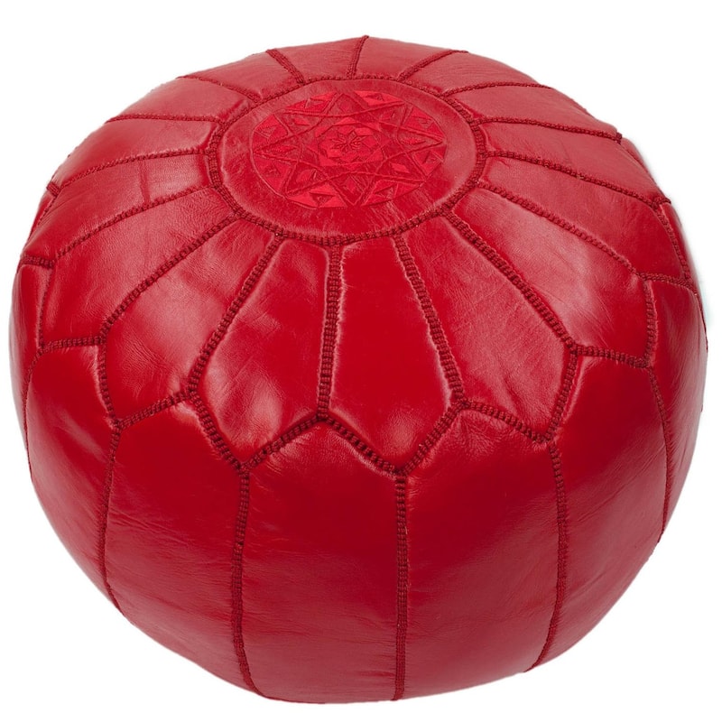 Nuloom Handmade Moroccan Leather Filled Ottoman Pouf