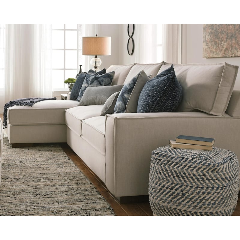 Signature Design by Ashley Chevron Blue Pouf