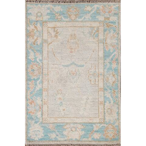 Muted Traditional Oushak Turkish Oriental Rug Hand-knotted Wool Carpet - 2'0" x 2'11"