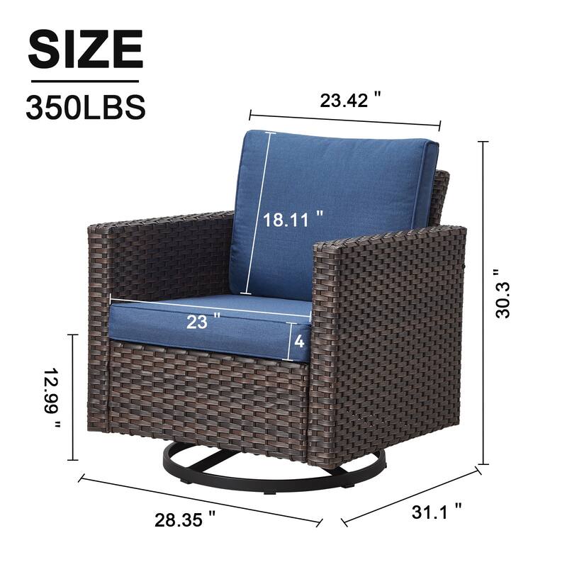 Gymojoy Wicker Swivel Glider Chair with 4 inch Olefin Cushions