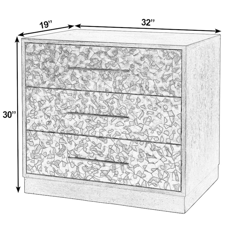 Maganda 32 in. W Rectangular Wood and Tortoise Capiz 3 Drawer Accent Chest