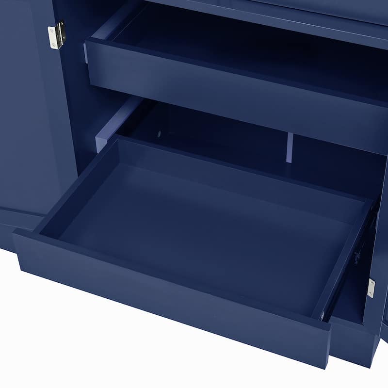 47.2x15.7x75inch Freestanding Buffet with Hutch, Tall Kitchen Pantry Cabinet with 4 Drawers, Door Shelves and Pull-out Trays