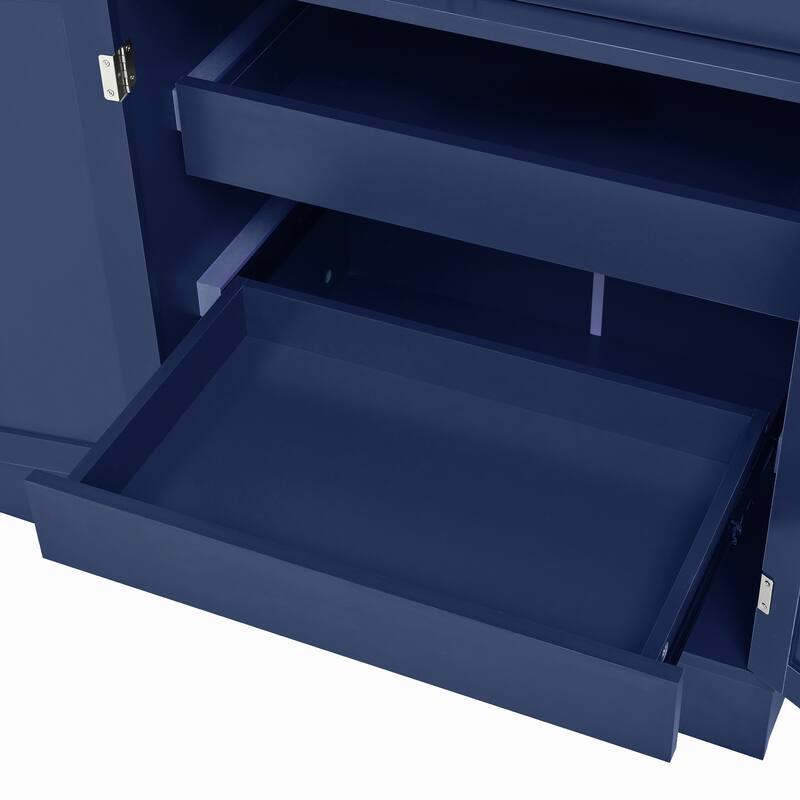 75" Freestanding Buffet with Hutch, Kitchen Pantry Cabinet with 4 Drawers, Door Shelves & Pull-Out Trays, Wood Storage Cupboard