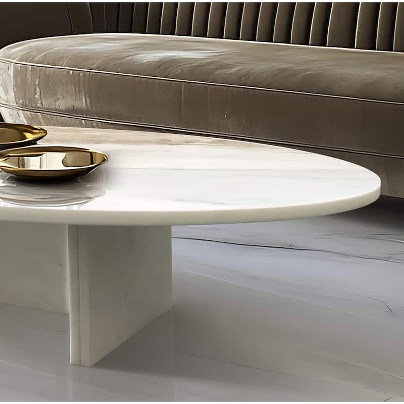 35.4" Natural Marble Stone Coffee Table