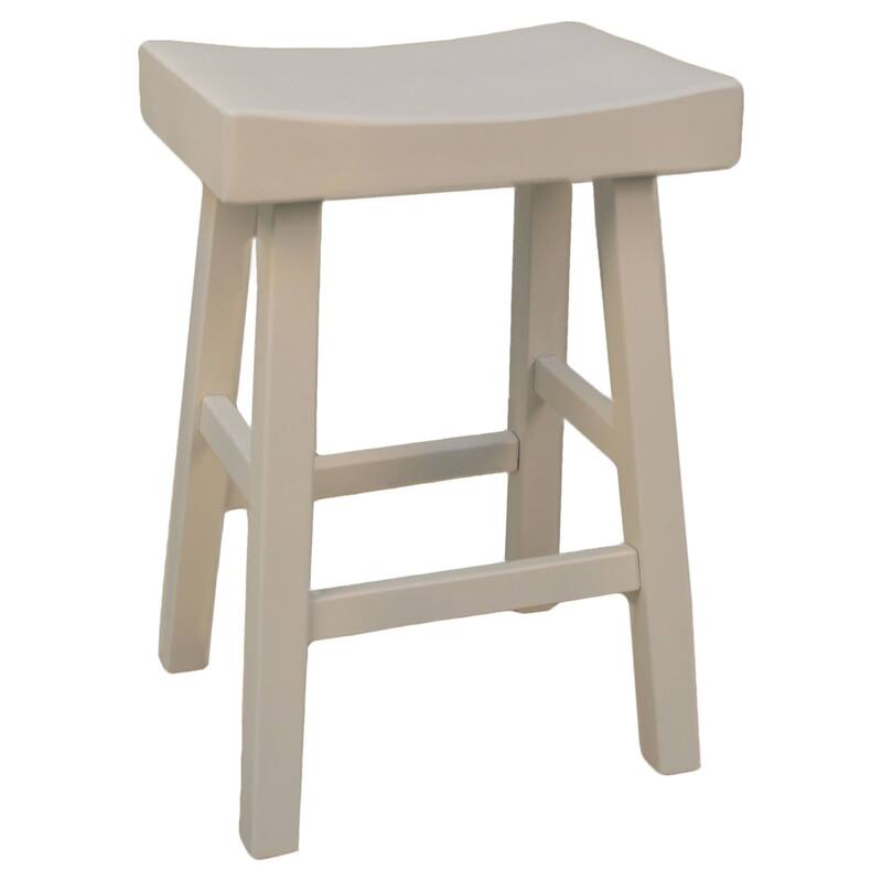 25" White Counter Stool with Saddle Seat