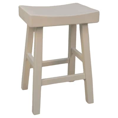 25" White Counter Stool with Saddle Seat
