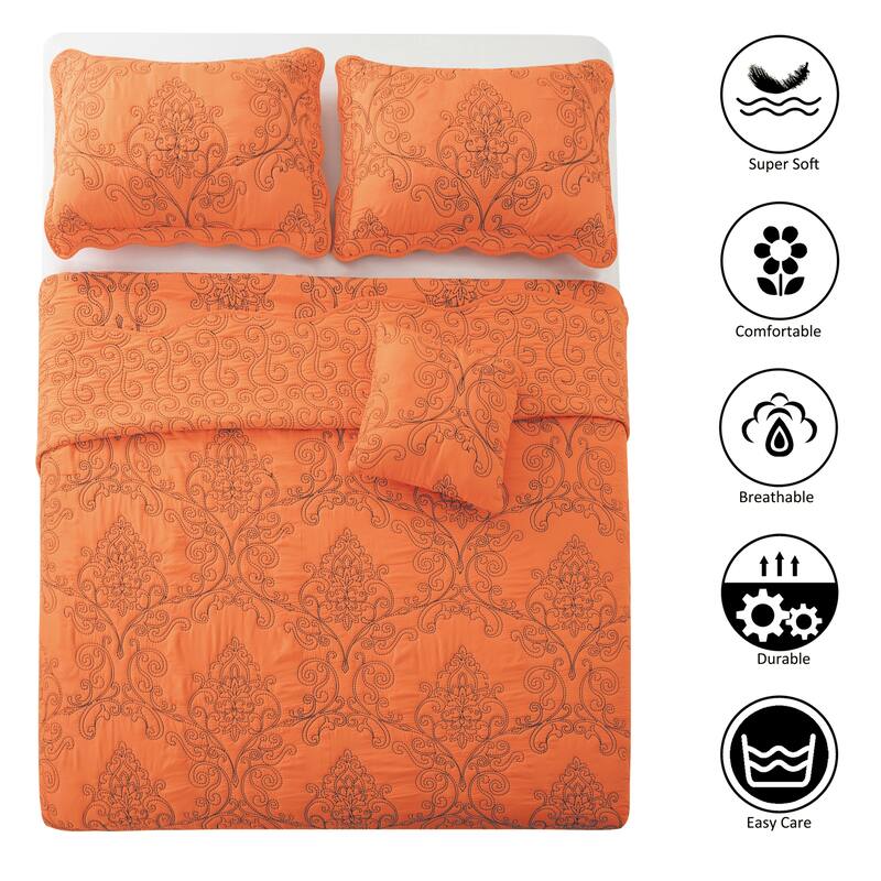 Serenta Damask Oversized 4-piece Bedspread Set