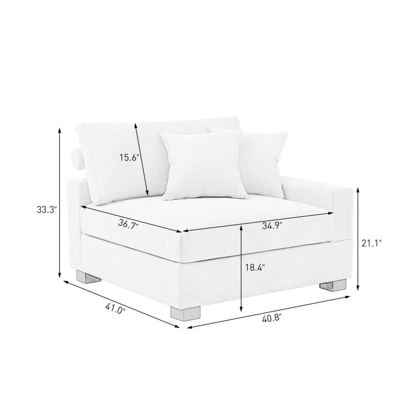 Chenille Upholstered Armless Accent Chair With Plush Cushion