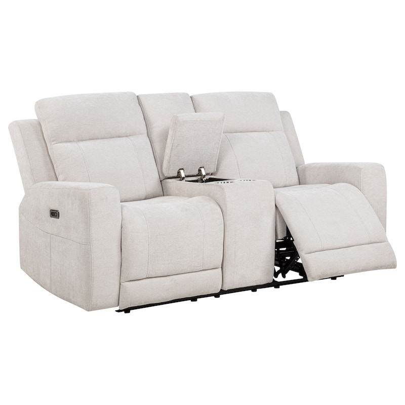 Kennett Chenille Upholstered Power Reclining Loveseat - Ivory